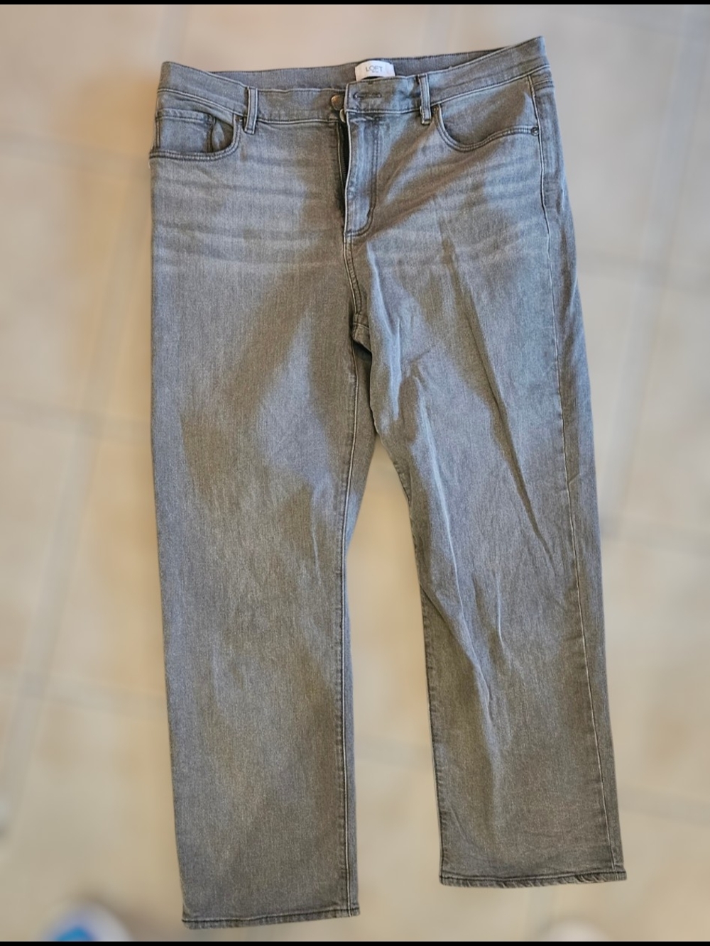 LOFT Womens Gray Straight Jeans - Classic Five-Pocket Style
